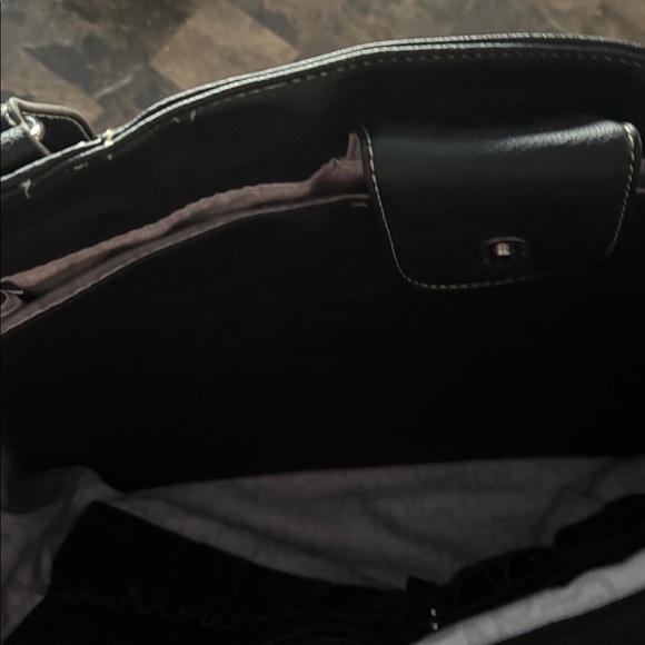 Kenneth Cole Large 13x18 Black Tote with Silver Accents. Zippers on sides. - Picture 3 of 5